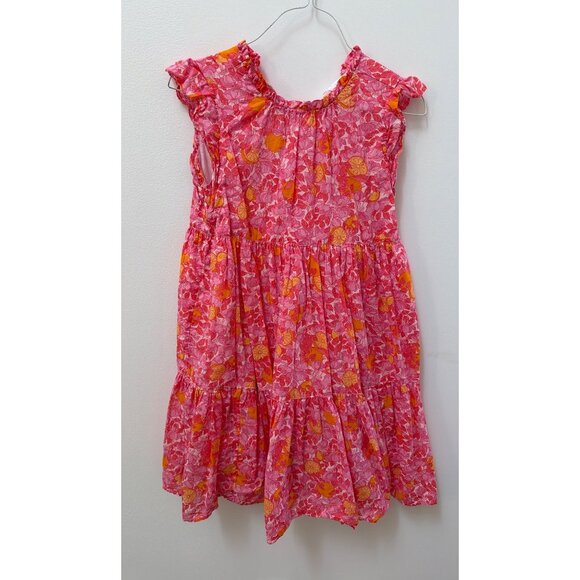 Crewcuts Girls Floral Pink & Orange Ruffled Dress Size 10 - Picture 1 of 5